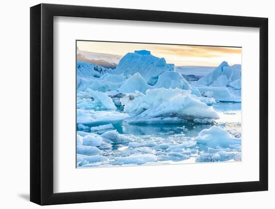 Beautiful View of Icebergs in Jokulsarlon Glacier Lagoon, Iceland, Global Warming and Climate Chang-pichetw-Framed Photographic Print