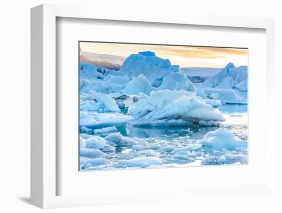 Beautiful View of Icebergs in Jokulsarlon Glacier Lagoon, Iceland, Global Warming and Climate Chang-pichetw-Framed Photographic Print