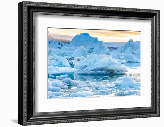 Beautiful View of Icebergs in Jokulsarlon Glacier Lagoon, Iceland, Global Warming and Climate Chang-pichetw-Framed Photographic Print