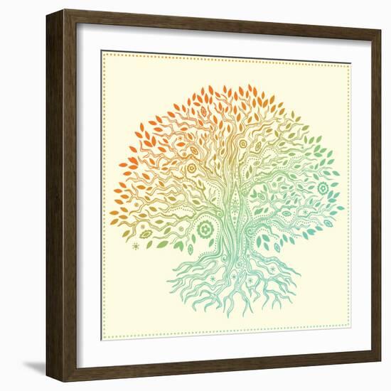 Beautiful Vintage Hand Drawn Tree Of Life-transiastock-Framed Art Print