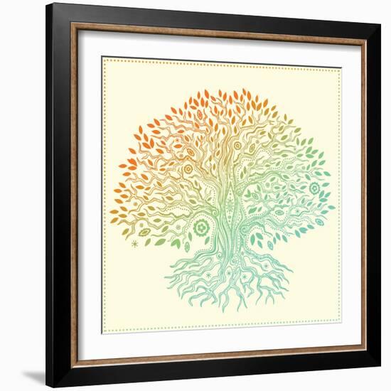 Beautiful Vintage Hand Drawn Tree Of Life-transiastock-Framed Art Print