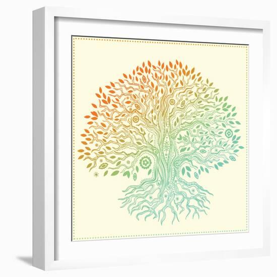 Beautiful Vintage Hand Drawn Tree Of Life-transiastock-Framed Art Print