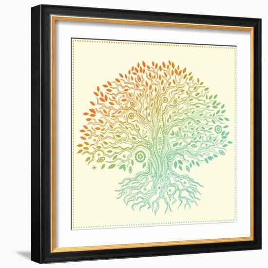 Beautiful Vintage Hand Drawn Tree Of Life-transiastock-Framed Art Print