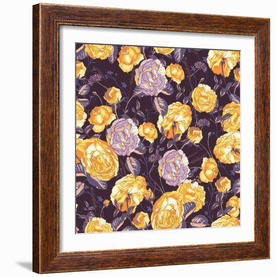 Beautiful Vintage Seamless Roses Background-Varvara Kurakina-Framed Art Print