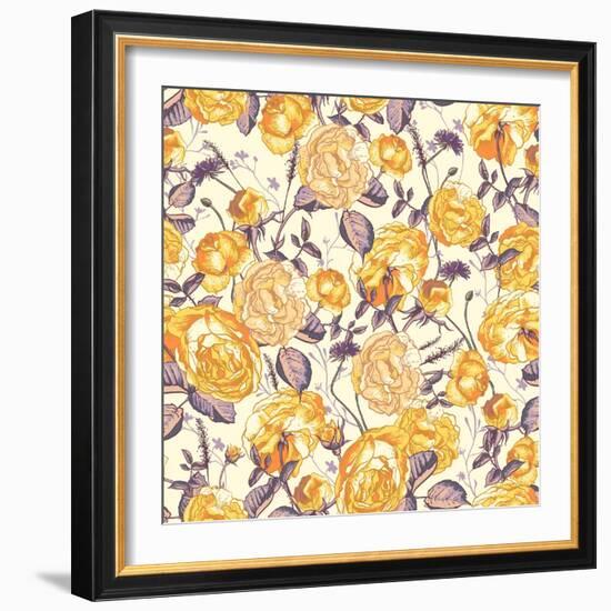 Beautiful Vintage Seamless Roses Background-Varvara Kurakina-Framed Art Print