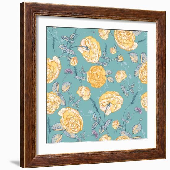 Beautiful Vintage Seamless Roses Background-Varvara Kurakina-Framed Art Print