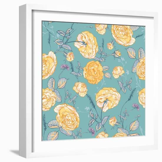 Beautiful Vintage Seamless Roses Background-Varvara Kurakina-Framed Art Print