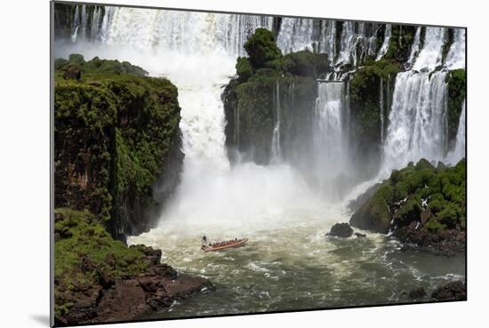 Beautiful Waterfall Landscape with Tourist Boat in the Iguazu Falls, Paran¡, Brazil-Vitor Marigo-Mounted Photographic Print