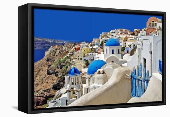 Beautiful White-Blue Santorini-Maugli-l-Framed Premier Image Canvas