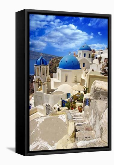 Beautiful White-Blue Santorini-Maugli-l-Framed Premier Image Canvas