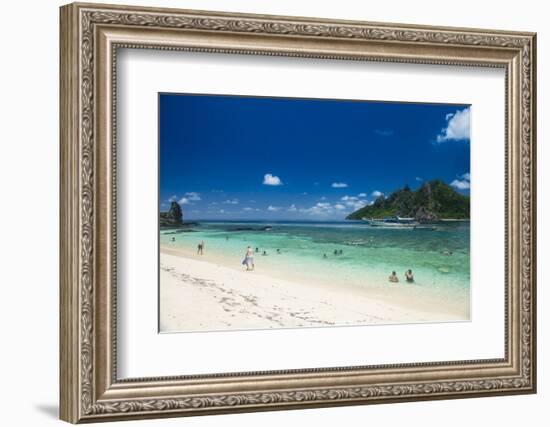 Beautiful white sand beach on Monuriki Island (Cast Away Island), Mamanuca Islands, Fiji, South Pac-Michael Runkel-Framed Photographic Print