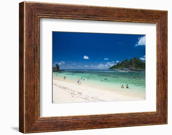 Beautiful white sand beach on Monuriki Island (Cast Away Island), Mamanuca Islands, Fiji, South Pac-Michael Runkel-Framed Photographic Print