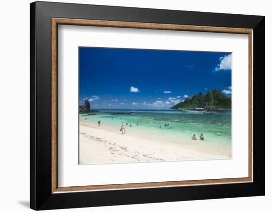 Beautiful white sand beach on Monuriki Island (Cast Away Island), Mamanuca Islands, Fiji, South Pac-Michael Runkel-Framed Photographic Print