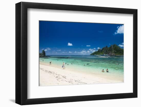 Beautiful white sand beach on Monuriki Island (Cast Away Island), Mamanuca Islands, Fiji, South Pac-Michael Runkel-Framed Photographic Print