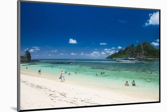 Beautiful white sand beach on Monuriki Island (Cast Away Island), Mamanuca Islands, Fiji, South Pac-Michael Runkel-Mounted Photographic Print