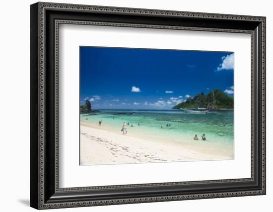 Beautiful white sand beach on Monuriki Island (Cast Away Island), Mamanuca Islands, Fiji, South Pac-Michael Runkel-Framed Photographic Print