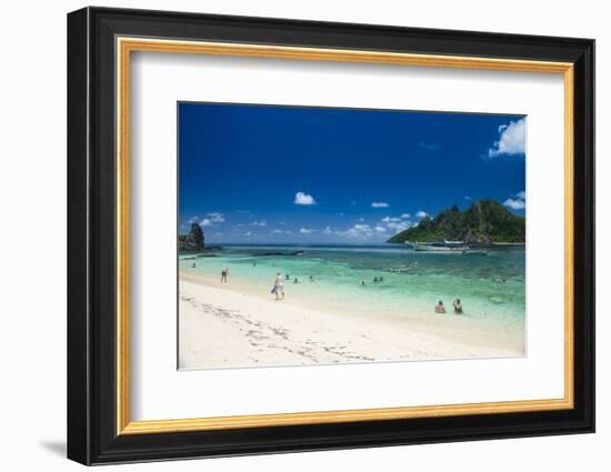 Beautiful white sand beach on Monuriki Island (Cast Away Island), Mamanuca Islands, Fiji, South Pac-Michael Runkel-Framed Photographic Print