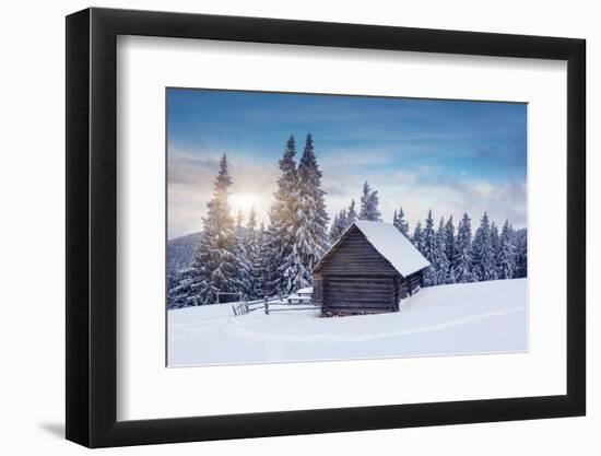 Beautiful Winter Landscape with Snow Covered Trees. Dramatic Sky. Carpathian, Ukraine, Europe. Beau-Leonid Tit-Framed Photographic Print