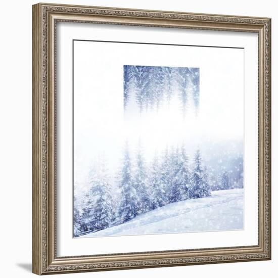 Beautiful Winter Landscape with Snow Covered Trees - Geometric Reflections Effect-Volodymyr Burdiak-Framed Photographic Print