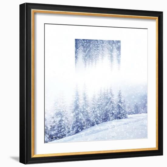 Beautiful Winter Landscape with Snow Covered Trees - Geometric Reflections Effect-Volodymyr Burdiak-Framed Photographic Print