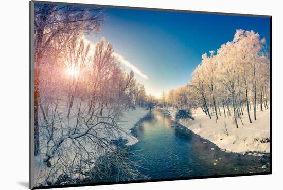 Beautiful Winter Sunrise in the City Park. Retro Style.-Andrew Mayovskyy-Mounted Photographic Print