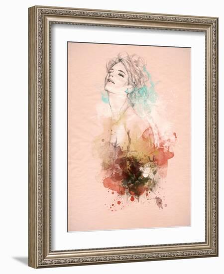 Beautiful Woman . Hand Painted Fashion Illustration-Anna Ismagilova-Framed Art Print