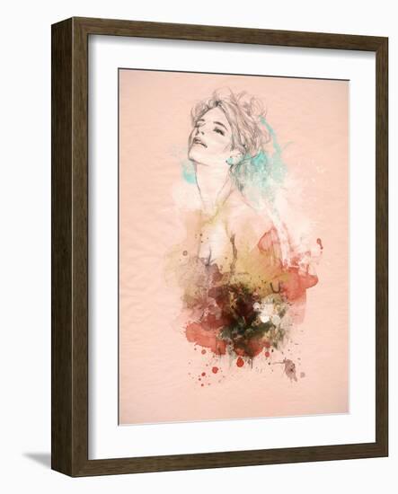 Beautiful Woman . Hand Painted Fashion Illustration-Anna Ismagilova-Framed Art Print