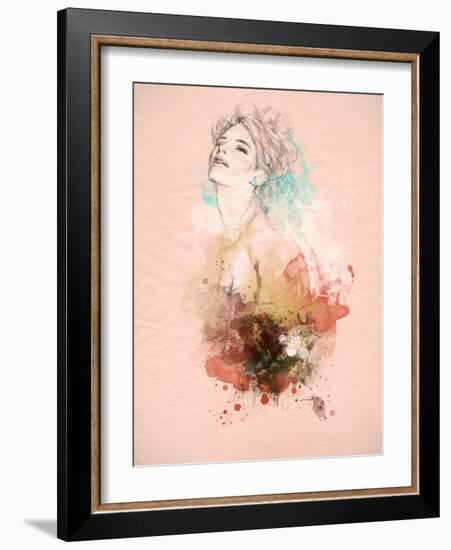 Beautiful Woman . Hand Painted Fashion Illustration-Anna Ismagilova-Framed Art Print