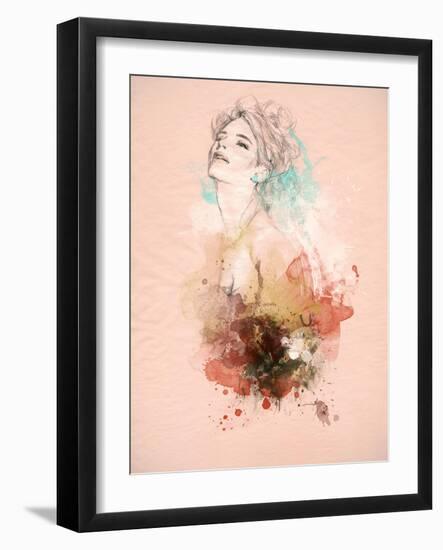 Beautiful Woman . Hand Painted Fashion Illustration-Anna Ismagilova-Framed Art Print