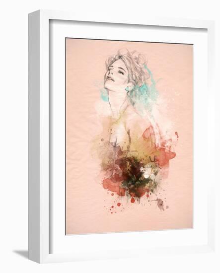 Beautiful Woman . Hand Painted Fashion Illustration-Anna Ismagilova-Framed Art Print