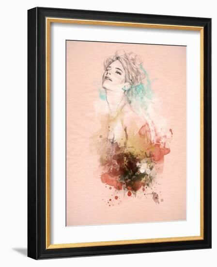 Beautiful Woman . Hand Painted Fashion Illustration-Anna Ismagilova-Framed Art Print