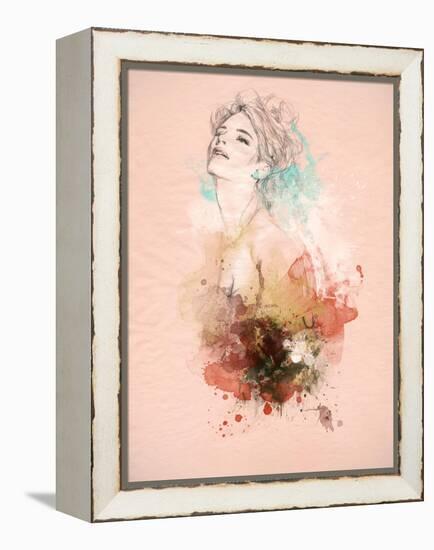 Beautiful Woman . Hand Painted Fashion Illustration-Anna Ismagilova-Framed Stretched Canvas