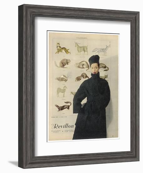 Beautiful Woman is Wrapped up Warmly in a Russian Astrakhan Coat and Hat-null-Framed Art Print