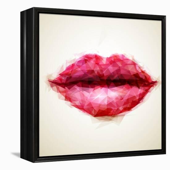 Beautiful Woman Lips Formed by Abstract Triangles-artant-Framed Stretched Canvas