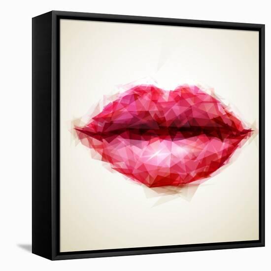 Beautiful Woman Lips Formed by Abstract Triangles-artant-Framed Stretched Canvas