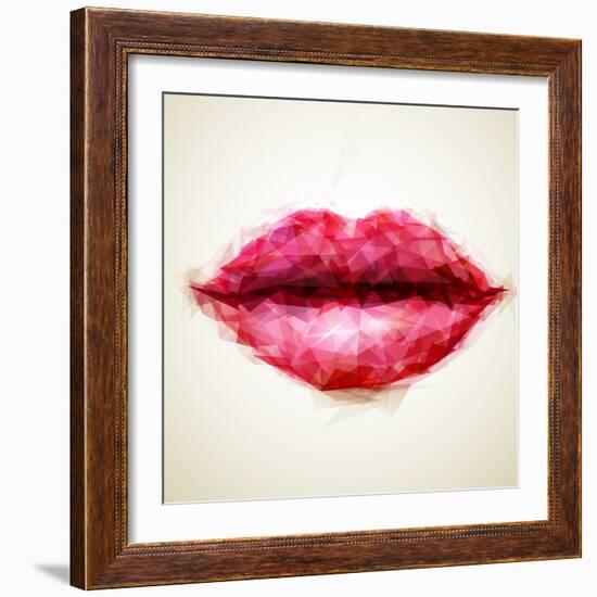 Beautiful Woman Lips Formed by Abstract Triangles-artant-Framed Art Print