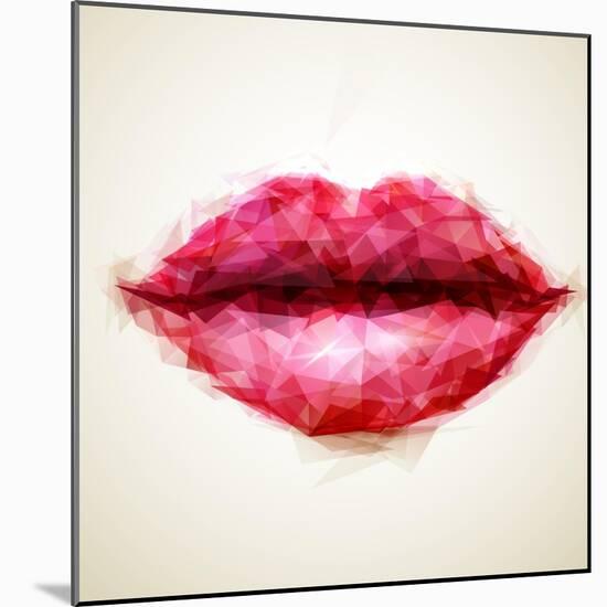 Beautiful Woman Lips Formed by Abstract Triangles-artant-Mounted Art Print