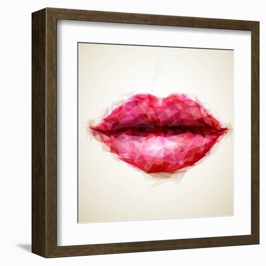 Beautiful Woman Lips Formed by Abstract Triangles-artant-Framed Art Print