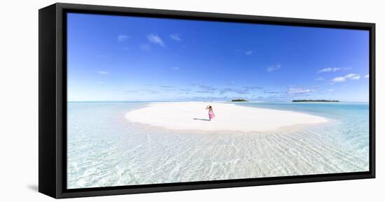 Beautiful Woman on Tropical Beach Honeymoon Island, Aitutaki, Cook Islands (Mr)-Matteo Colombo-Framed Premier Image Canvas