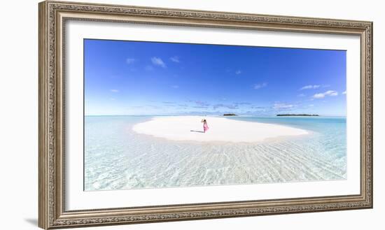 Beautiful Woman on Tropical Beach Honeymoon Island, Aitutaki, Cook Islands (Mr)-Matteo Colombo-Framed Photographic Print