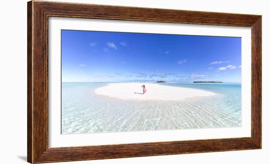 Beautiful Woman on Tropical Beach Honeymoon Island, Aitutaki, Cook Islands (Mr)-Matteo Colombo-Framed Photographic Print