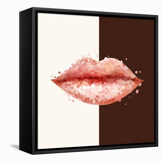 Beautiful Woman Pink Lips Formed by Abstract Blots. it Can Be Used on Any Background Color.-artant-Framed Stretched Canvas