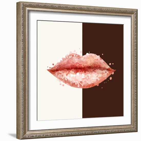 Beautiful Woman Pink Lips Formed by Abstract Blots. it Can Be Used on Any Background Color.-artant-Framed Art Print