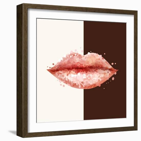 Beautiful Woman Pink Lips Formed by Abstract Blots. it Can Be Used on Any Background Color.-artant-Framed Art Print