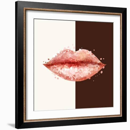 Beautiful Woman Pink Lips Formed by Abstract Blots. it Can Be Used on Any Background Color.-artant-Framed Art Print