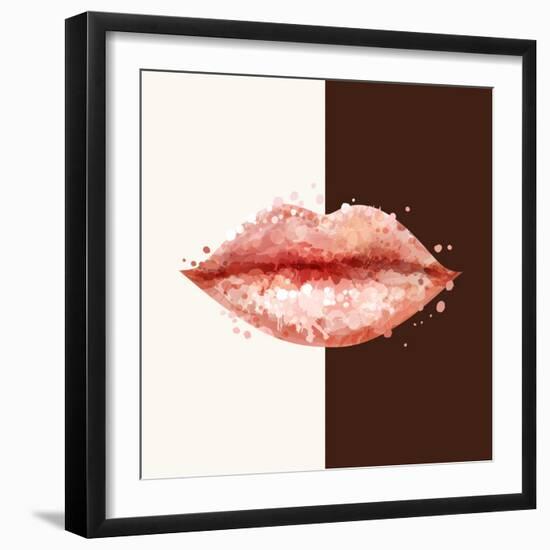 Beautiful Woman Pink Lips Formed by Abstract Blots. it Can Be Used on Any Background Color.-artant-Framed Art Print