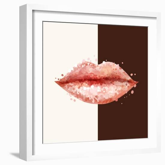 Beautiful Woman Pink Lips Formed by Abstract Blots. it Can Be Used on Any Background Color.-artant-Framed Art Print