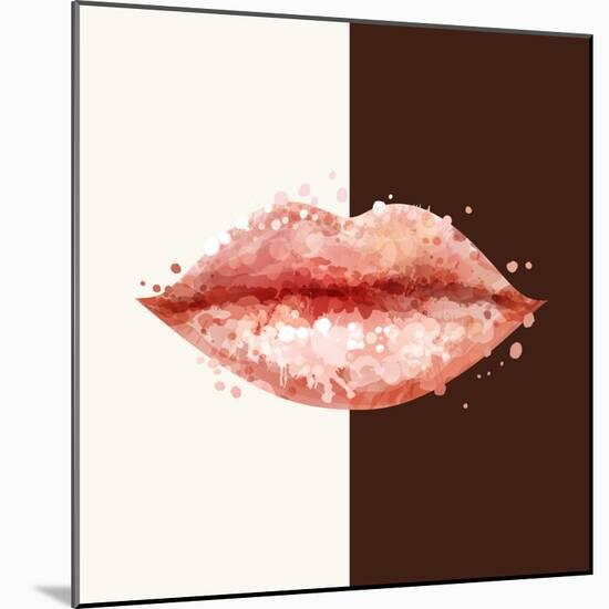 Beautiful Woman Pink Lips Formed by Abstract Blots. it Can Be Used on Any Background Color.-artant-Mounted Art Print