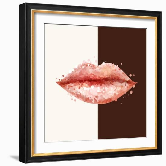 Beautiful Woman Pink Lips Formed by Abstract Blots. it Can Be Used on Any Background Color.-artant-Framed Art Print
