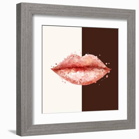 Beautiful Woman Pink Lips Formed by Abstract Blots. it Can Be Used on Any Background Color.-artant-Framed Art Print